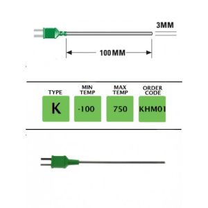 TM Electronics - K Type Plug Mounted General Purpose(Binder)Probe100mmx3mm - KHM01