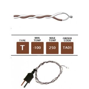 TM Electronics - T Type PTFE Fine Wire Thermocouple 1m x 0.3mm - TA01 